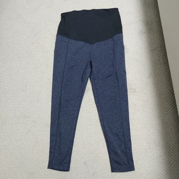 Zella Maternity 7/8 Black and Blue Marled Leggings - Picture 2 of 6